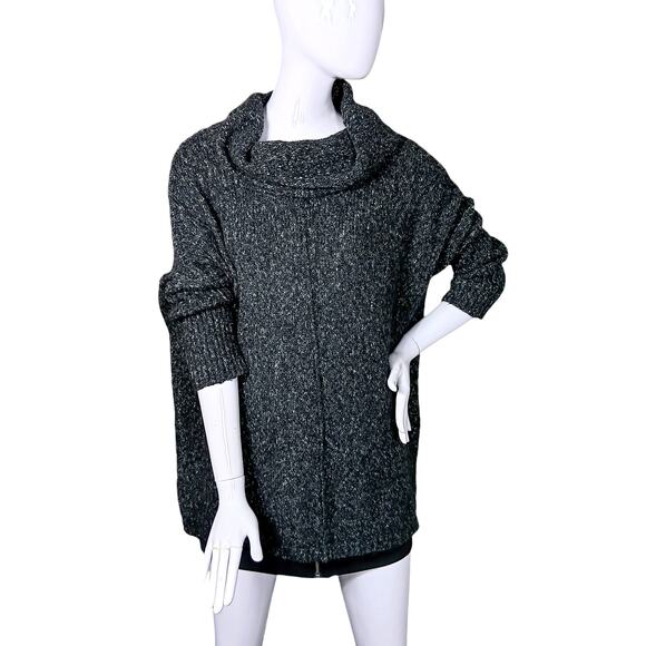 Dreamers Oversized Chunky Sweater Top Small Marled Gray Cowl Neck Slim Sleeves - Picture 1 of 11